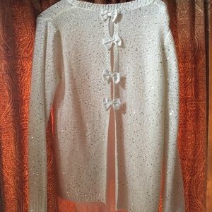 Bow-backed sequined sweater top
